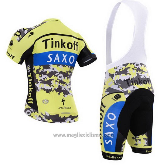 2015 Abbigliamento Ciclismo Tinkoff Saxo Bank Nero e Giallo Manica Corta e Salopette